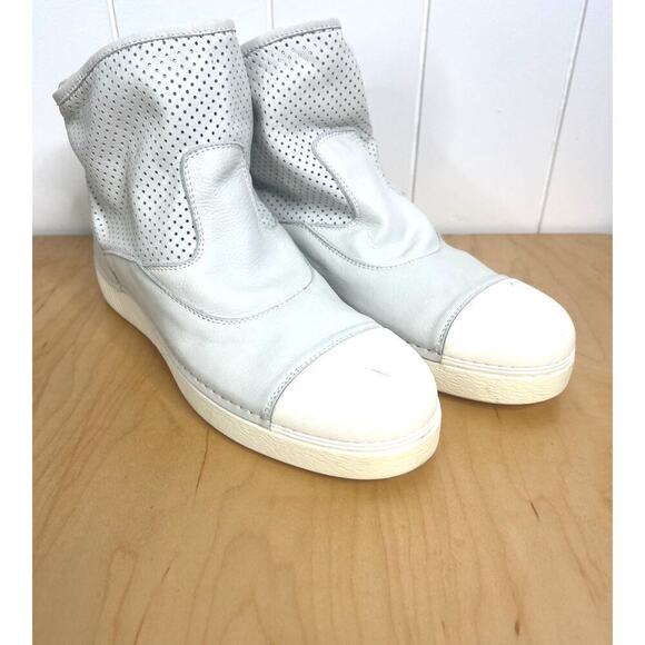 Nila & Nila Made in Italy Gray Leather Perforated Back Zip‎ Sneaker/Boot EU 40 - Picture 2 of 10